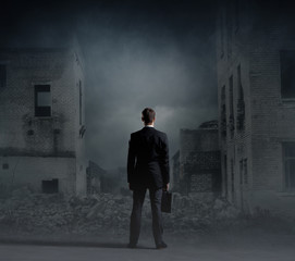 Businessman in suit. Business and office concept. Background wit