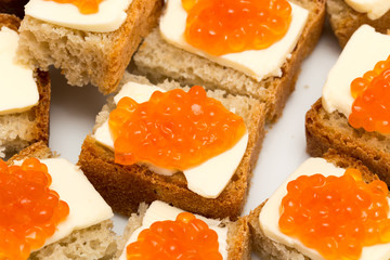 red caviar on a sandwich