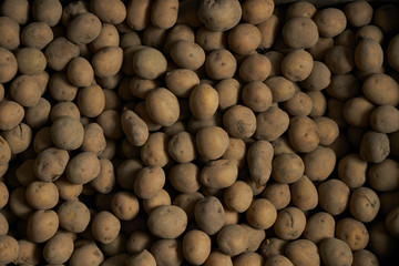 Raw potatoes food.Top view. Background