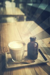 coffee latte art, vintage filter image