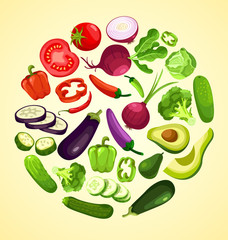 Vegetable Elements : Veggie Lover : Vector Illustration