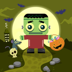 Halloween background Little Frankenstein