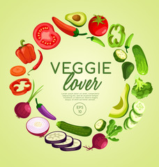 Vegetable Elements : Veggie Lover : Vector Illustration