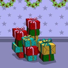 Christmas presents illustration background