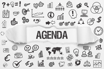 Agenda / weißes Papier mit Symbole
