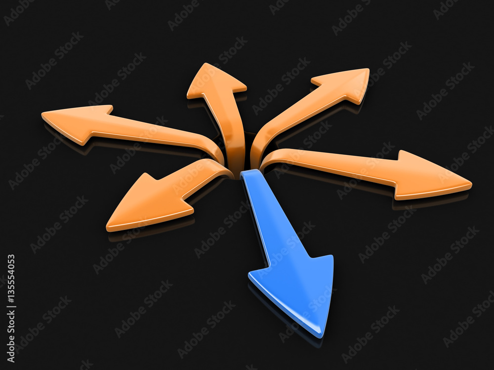 Poster 3d image of arrows in different directions. image with clipping path