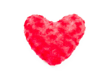 Obraz na płótnie Canvas fluffy red plush heart isolated on white background ,Symbol of love or dating