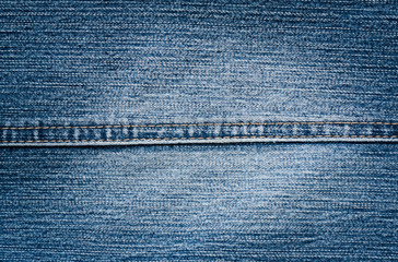 Blue Cloth Jeans Background With Seam Close Up.