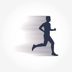Vector runner and marathon line silhouette symbol
