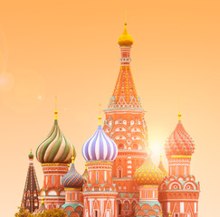 Evening fragment view of Saint Basil's Cathedral