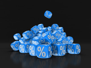 Dices with percent sign. Image with clipping path 