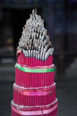Incense burning in Chinese Temple of the City God
