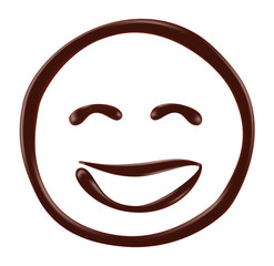 Chocolate smiley face on white background