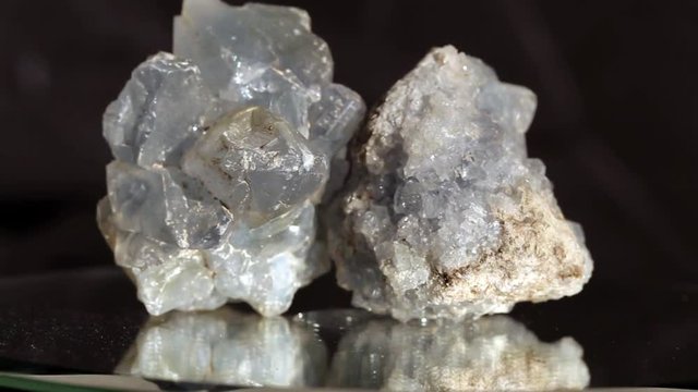 Celestite (Celestine ) crystal on black background