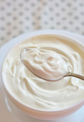 Ceramic bowl of white yoghurt
