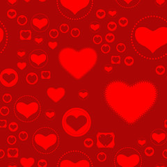 Valentines Day seamless pattern with red hearts sprayed for background, card or wrapper