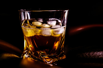 whisky and ice. dark