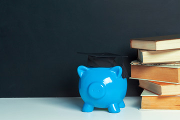 College graduate student diploma piggy bank