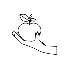 hand with fruit icon vector illustration graphic design