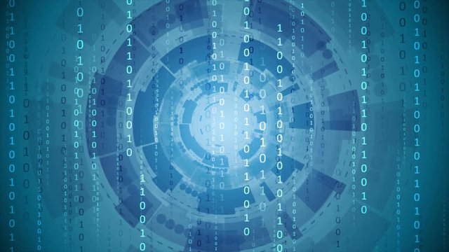 Blue technology abstract motion graphic design with binary code. Video animation Ultra HD 4K 3840x2160