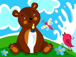 Bear loves to drink milk