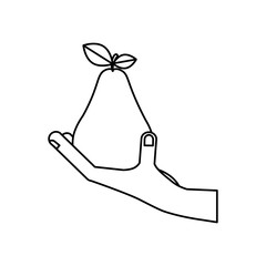 hand with fruit icon vector illustration graphic design