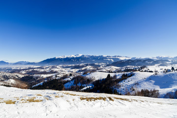 beautiful winter landscape with Bucegi