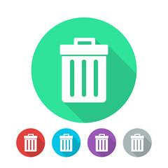 Trash can flat design icon set