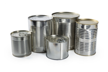metal cans on a white background.