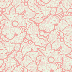 Ornate floral seamless texture, endless pattern with flowers. Hand drawn doodle flowers. Can be used for wallpaper, pattern fills, web page background, surface textures,