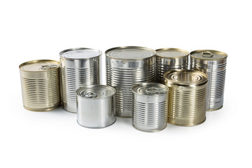 metal cans on a white background.