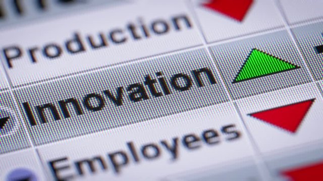 "Innovation" on the screen. Up. Looping.