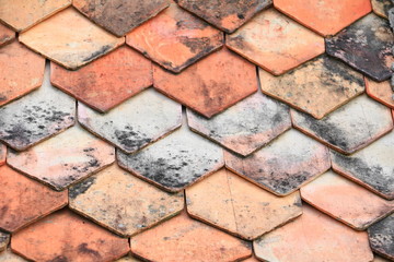 Ancient tile roof Thailand style texture