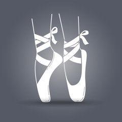Icon ballerinas feet on pointes black and white illustration