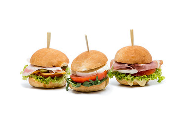 small hamburger canapes on white