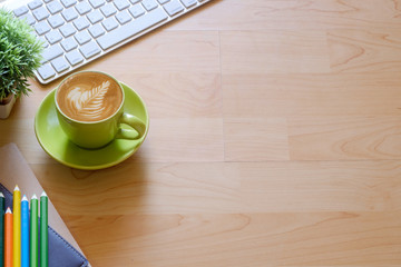 .top view desk with copy space