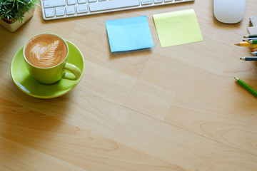 .top view desk with copy space