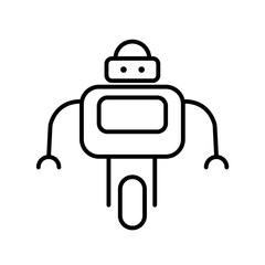 Symbol of Personal Droid Thin line Icon of Future Technology. Stroke Pictogram Graphic for Web Design. Quality Outline Vector Symbol Concept. Premium Mono Linear Beautiful Plain Laconic Logo