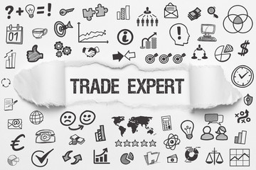 Trade Expert / weißes Papier mit Symbole