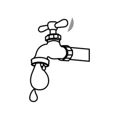 monochrome contour with watertap with drop of petroleum vector illustration