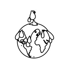 monochrome contour with earth contamination with rain of petroleum vector illustration