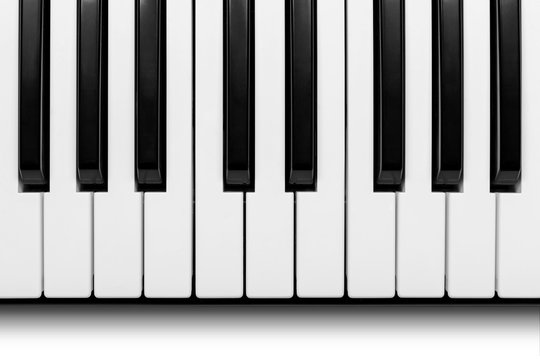 Ancient piano keyboard with clipping path