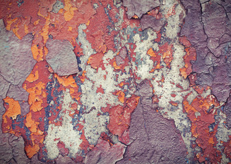Background of old colorful peeling paint wall - obrazy, fototapety, plakaty