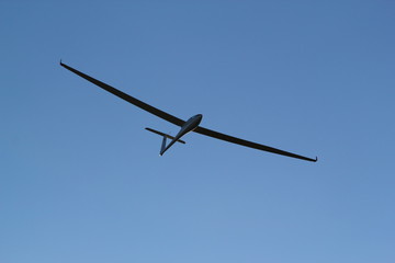 Segelflieger vor klarem blauem Himmel