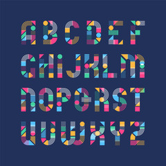Geometrical shapes', lines and color blocks' latin font