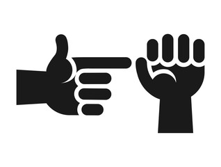 Hands showing sex gesture icon in black white