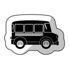 monochrome silhouette sticker with transport bus vector illustration