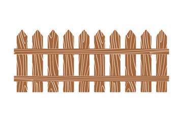 Rural wooden fence vector illustration white