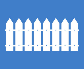 White rural wooden fence vector silhouette