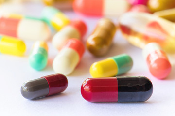 Closeup capsule with many capsule blur